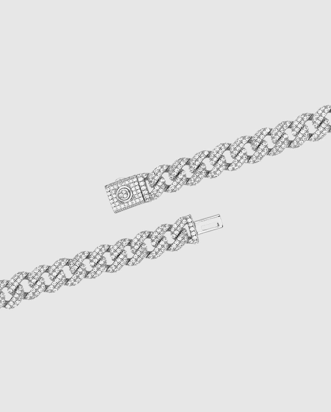 Cernucci Iced Cuban Bracelet - 8mm - White — 6" — Back View