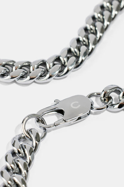 Cernucci Miami Cuban Chain - 8mm - White — 18" — Top View