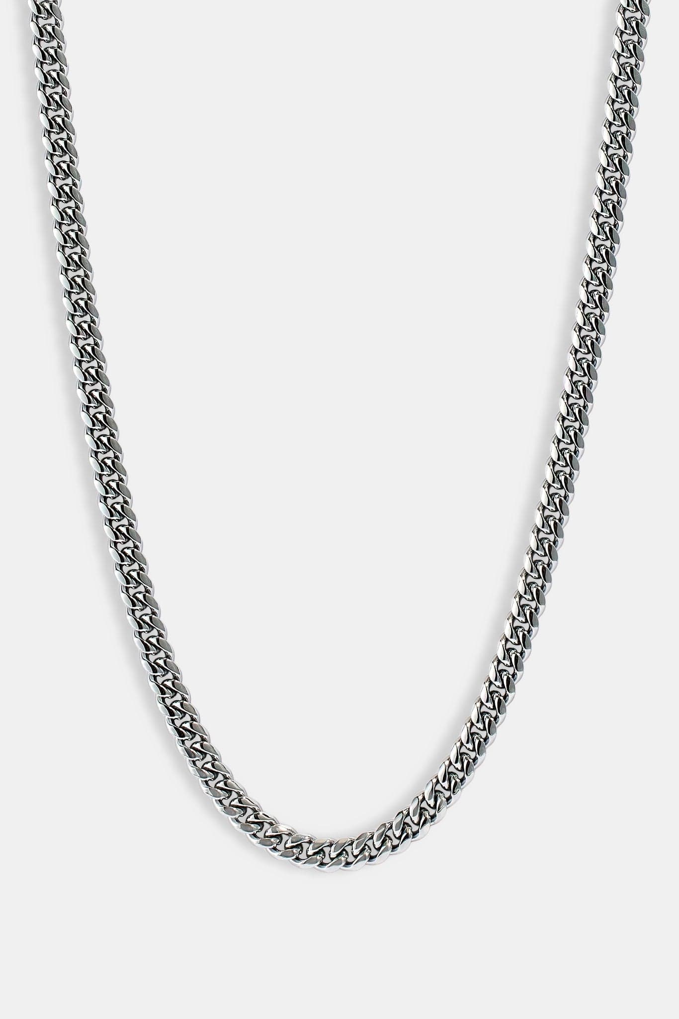 Cernucci Miami Cuban Chain - 8mm - White — 18" — Side View