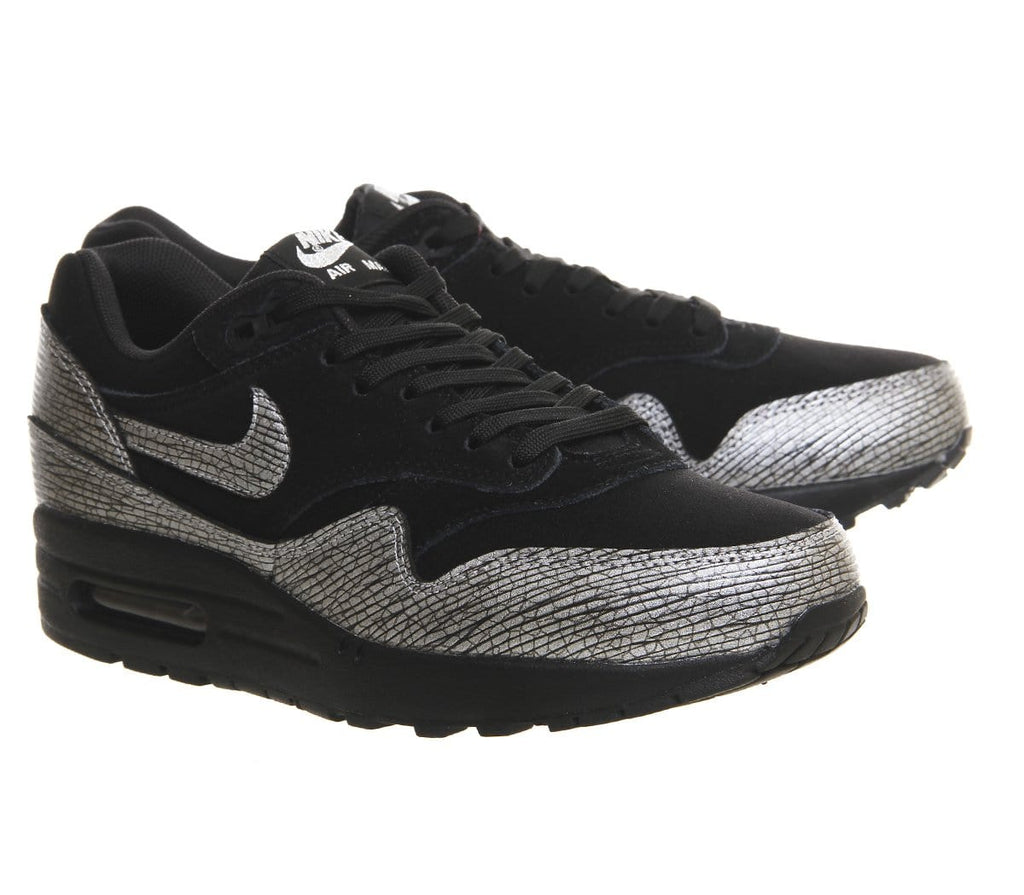Nike Air Max 1 'Black Metallic Silver' — UK 3 | EU 35.5 | US 3.5 — Lifestyle View