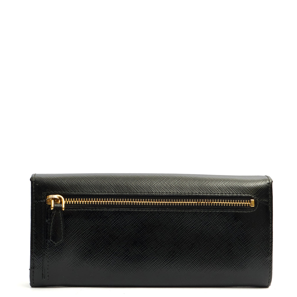 Prada Wallet Wallet in Black, Patent Leather — Back View