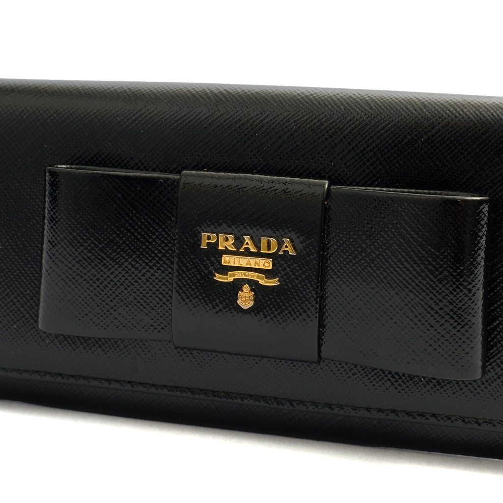 Prada Wallet Wallet in Black, Patent Leather — Detail View
