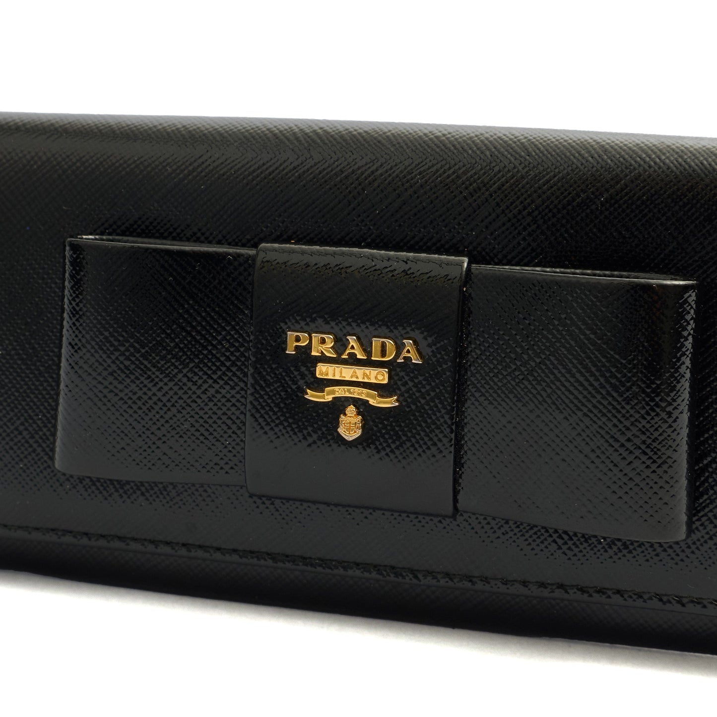 Prada Wallet Wallet in Black, Patent Leather — Detail View