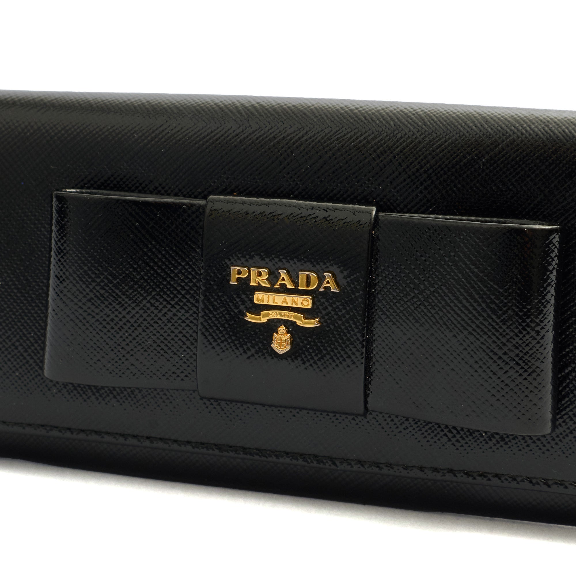 Prada Wallet Wallet in Black, Patent Leather — Detail View