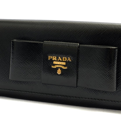 Prada Wallet Wallet in Black, Patent Leather — Detail View