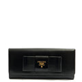 Prada Wallet Wallet in Black, Patent Leather — Front View