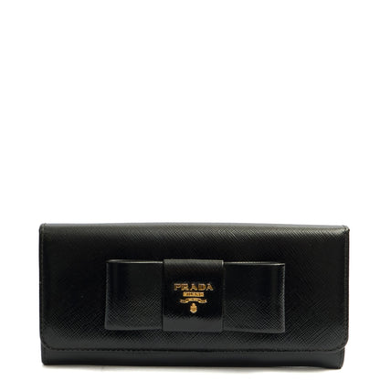 Prada Wallet Wallet in Black, Patent Leather — Front View
