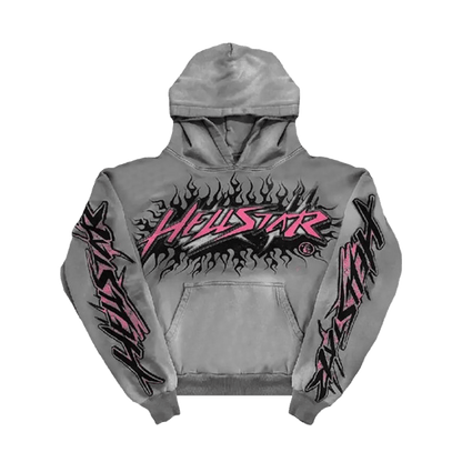 Hellstar Future Flame Hoodie 'Grey' — XXS — Front View