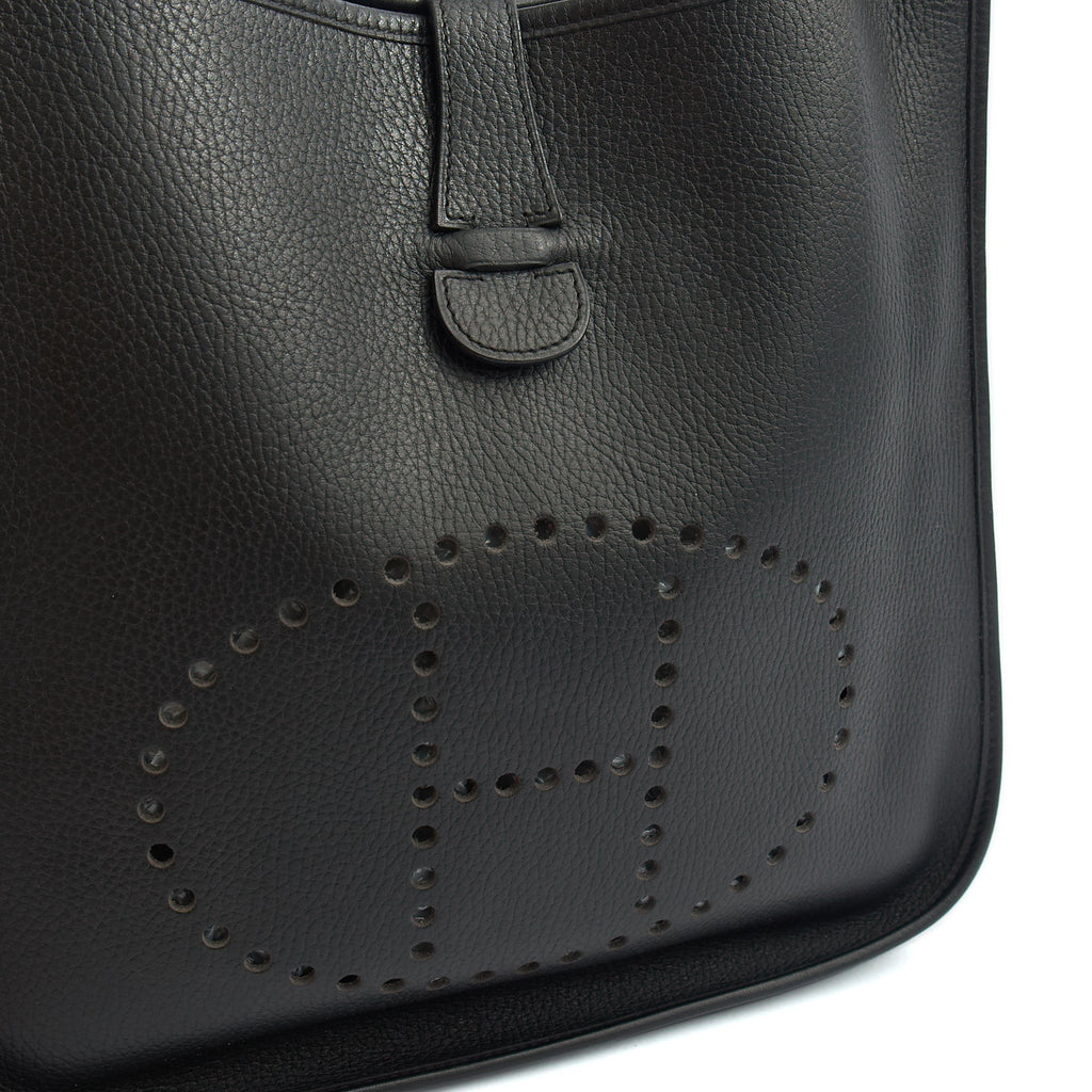 Hermes Evelyne 33 in Black, Togo Leather — Lifestyle View