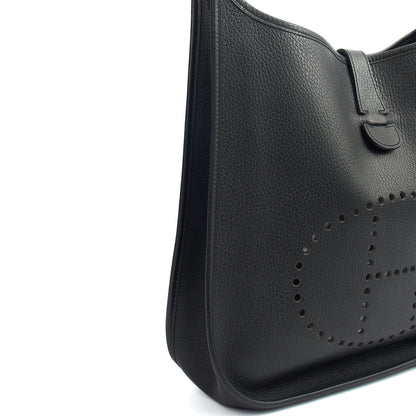Hermes Evelyne 33 in Black, Togo Leather — Alternate View 7