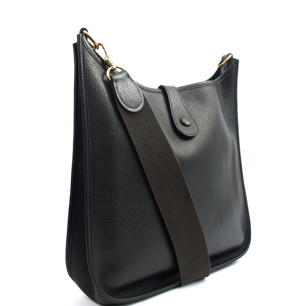Hermes Evelyne 33 in Black, Togo Leather — Side View