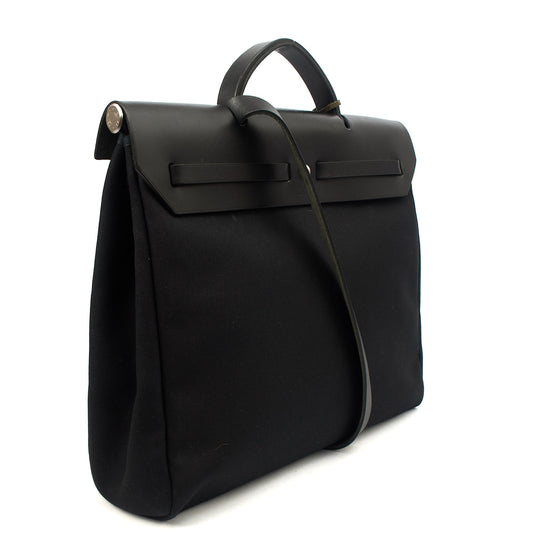 Hermes Herbag Zip 39 in Black, Fabric — Side View