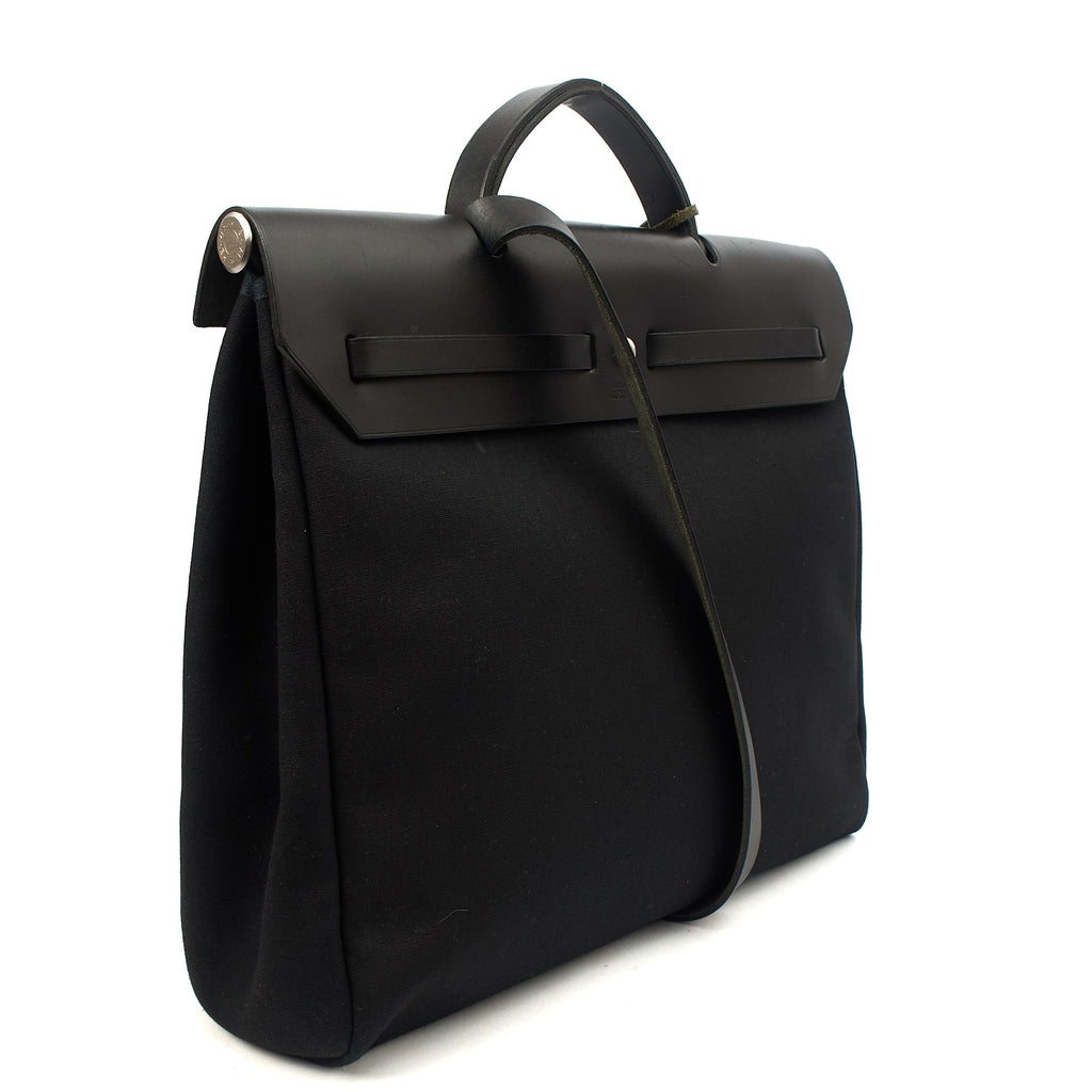 Hermes Herbag Zip 39 in Black, Fabric — Alternate View 22