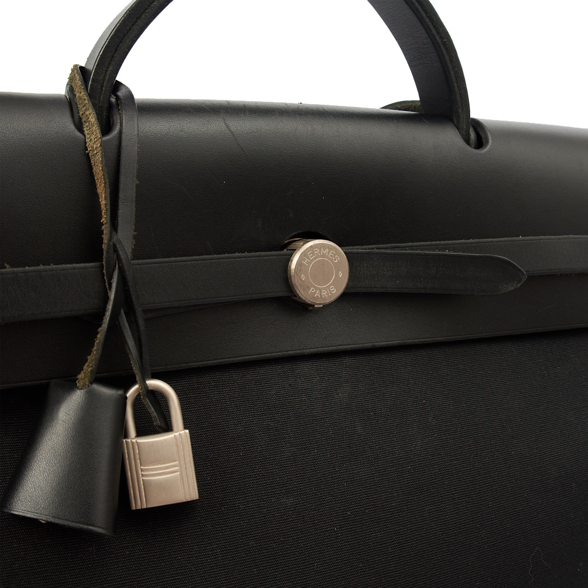 Hermes Herbag Zip 39 in Black, Fabric — Lifestyle View