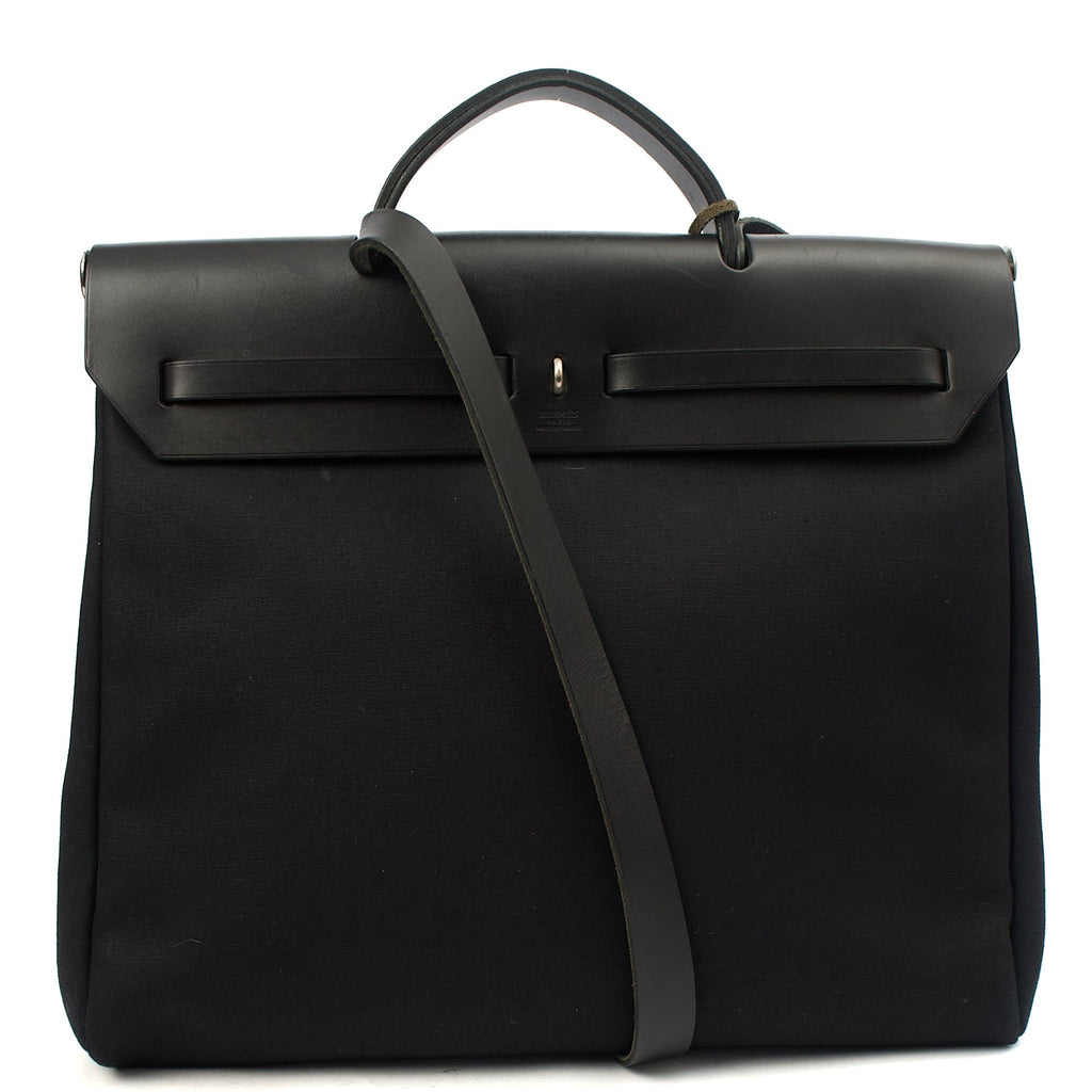 Hermes Herbag Zip 39 in Black, Fabric — Alternate View 13