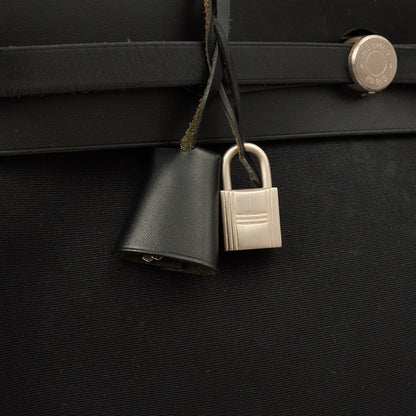 Hermes Herbag Zip 39 in Black, Fabric — Alternate View 28