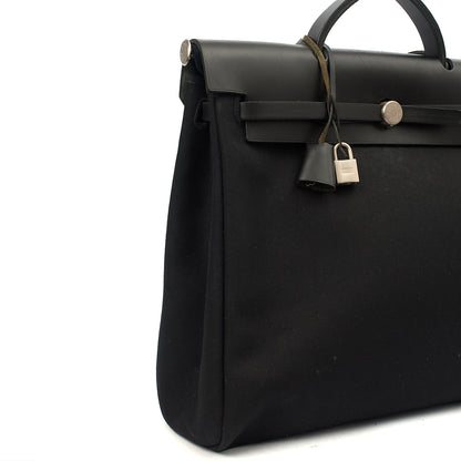 Hermes Herbag Zip 39 in Black, Fabric — Alternate View 29