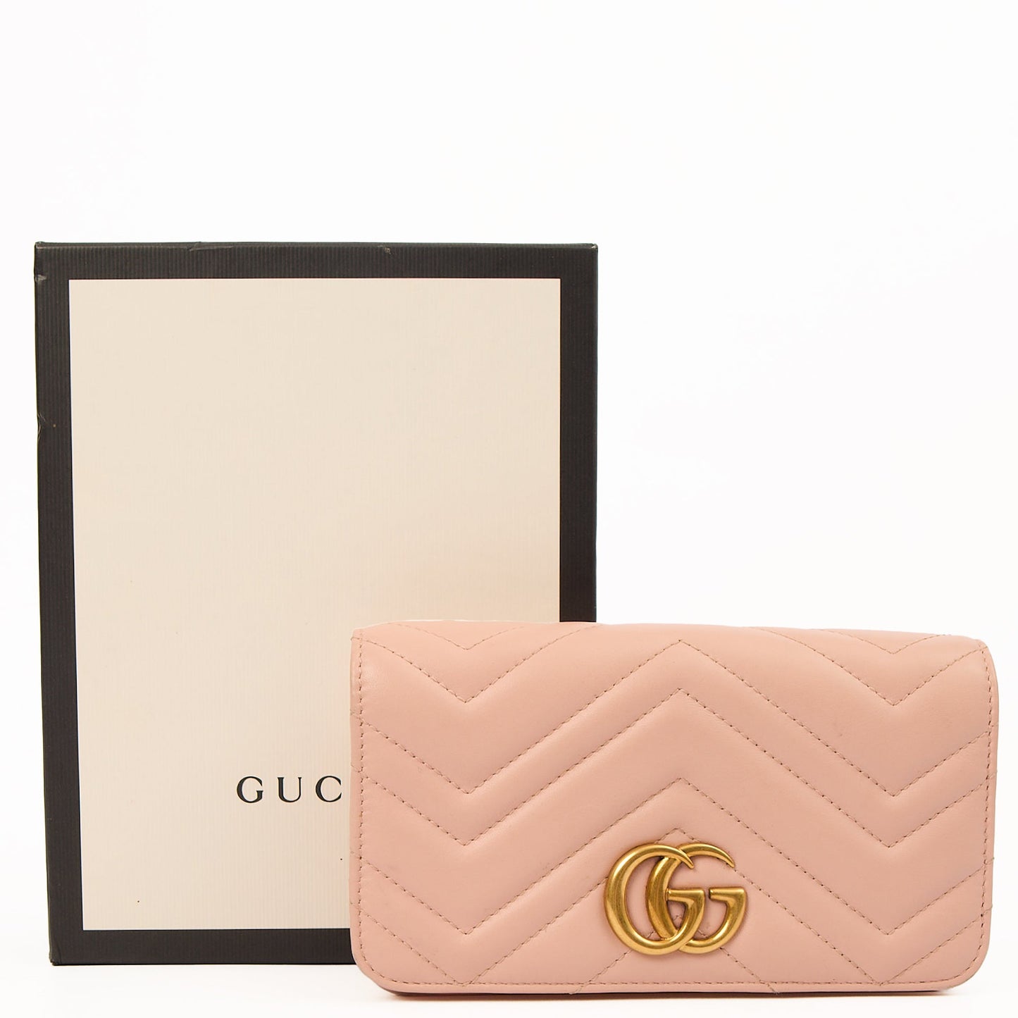Gucci Cross Body Marmont Wallet On Chain in Bronze, Exotic Effect Leather — Alternate View 9
