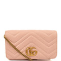 Gucci Cross Body Marmont Wallet On Chain in Bronze, Exotic Effect Leather — Front View
