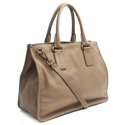 Prada Shoulder Bag Tote in Grey, Calfskin — Back View