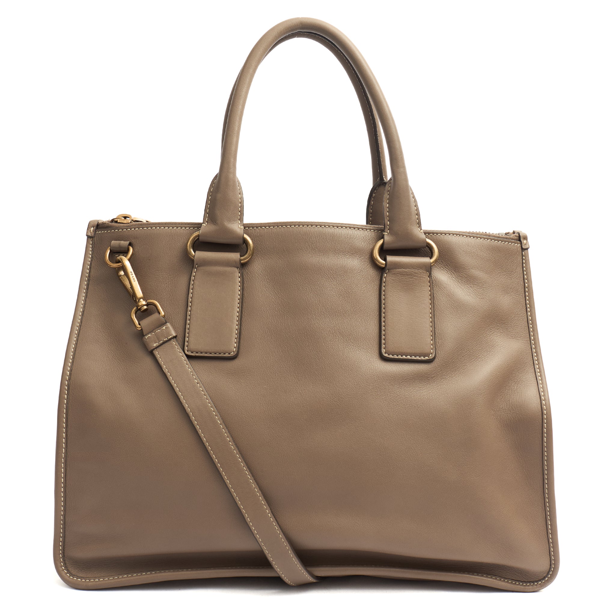 Prada Shoulder Bag Tote in Grey, Calfskin — Top View