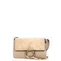 Chloe Cross Body Faye - Wallet on Strap in Motty Grey, Calfskin Leather — Front View