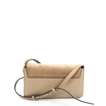 Chloe Cross Body Faye - Wallet on Strap in Motty Grey, Calfskin Leather — Top View