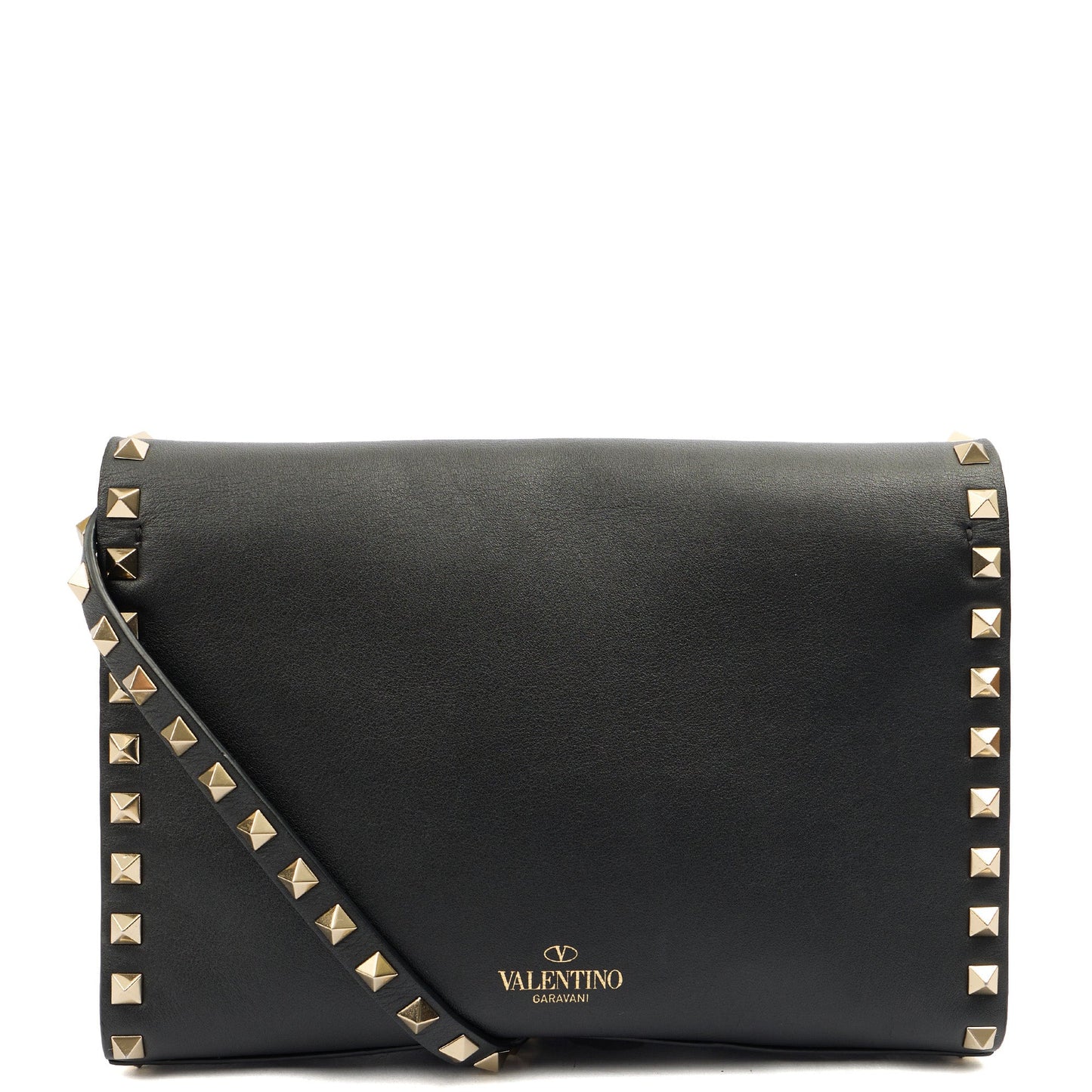 Valentino Cross Body Rockstud Crossbody Bag - Small in Black, Leather — Top View