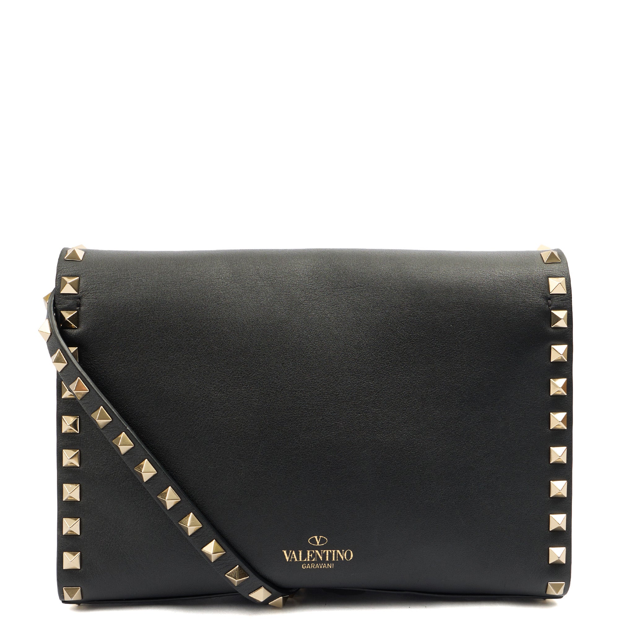 Valentino Cross Body Rockstud Crossbody Bag - Small in Black, Leather — Top View