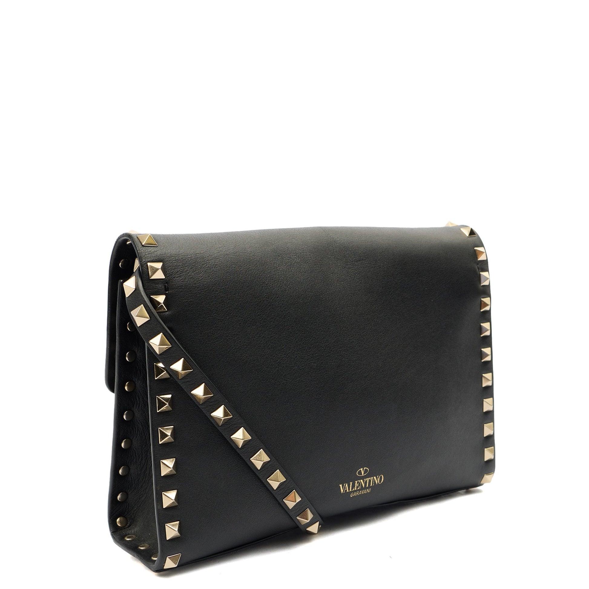 Valentino Cross Body Rockstud Crossbody Bag - Small in Black, Leather — Back View