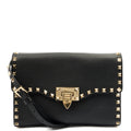 Valentino Cross Body Rockstud Crossbody Bag - Small in Black, Leather — Front View