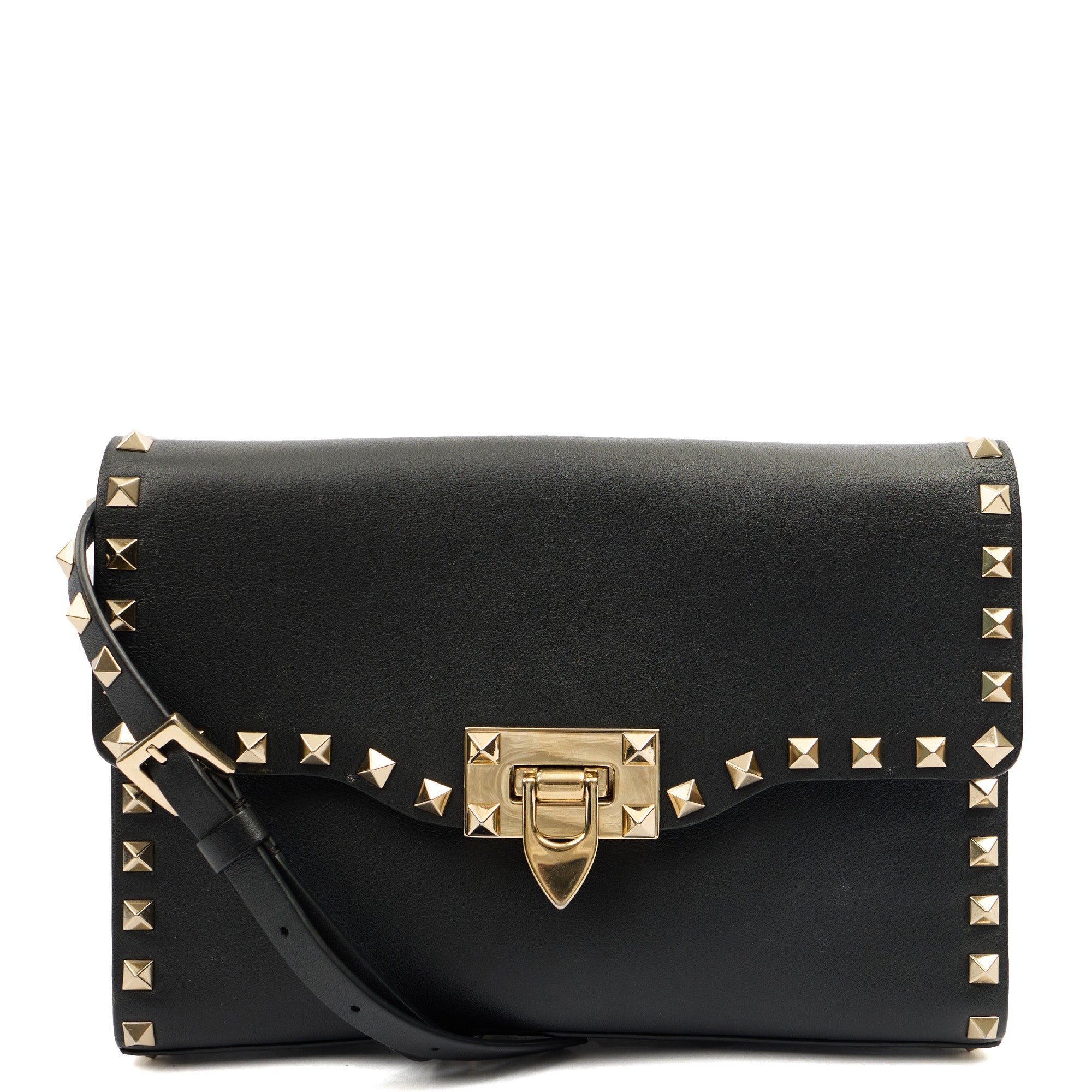 Valentino Cross Body Rockstud Crossbody Bag - Small in Black, Leather — Front View