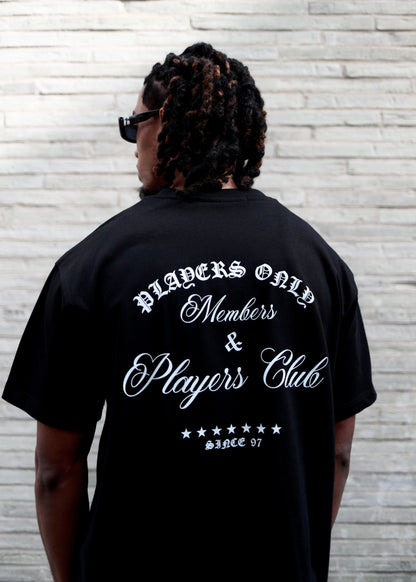 PLAYERS ONLY BLACK EMBROIDERED TEE — Small — Detail View