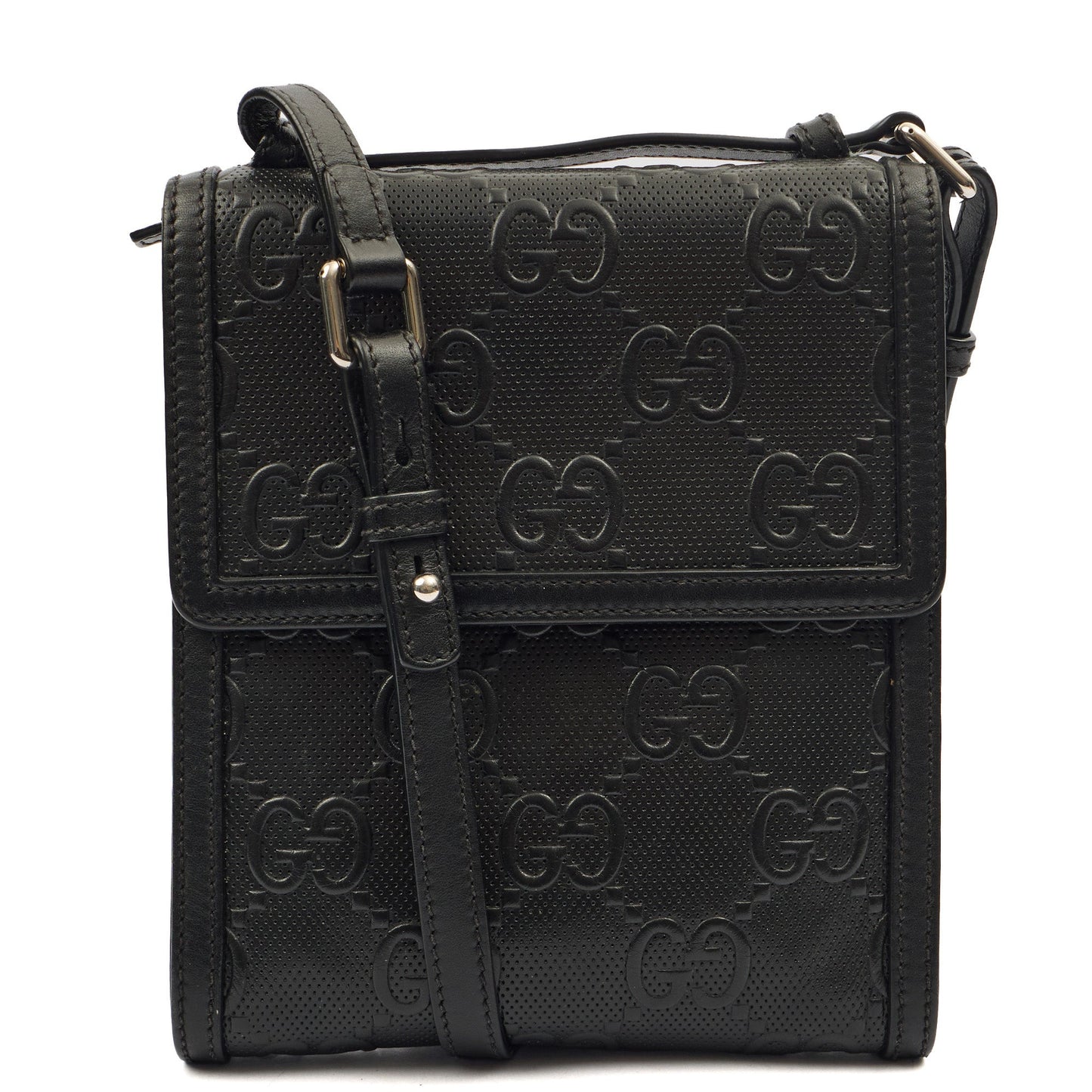 Gucci Cross Body Messenger in Black, Leather — Front View