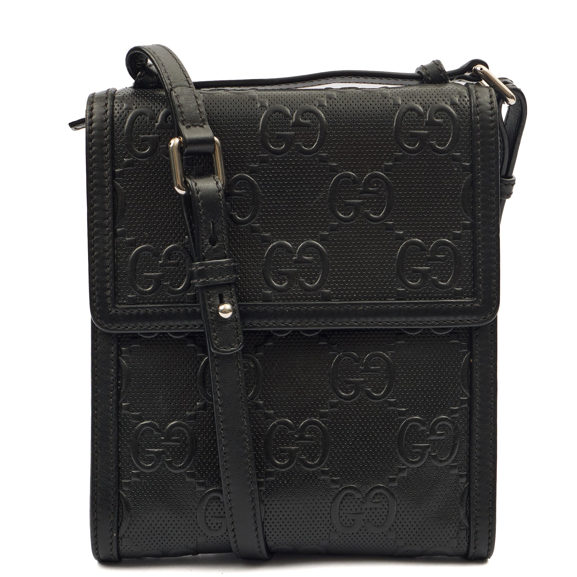 Gucci Cross Body Messenger in Black, Leather — Front View