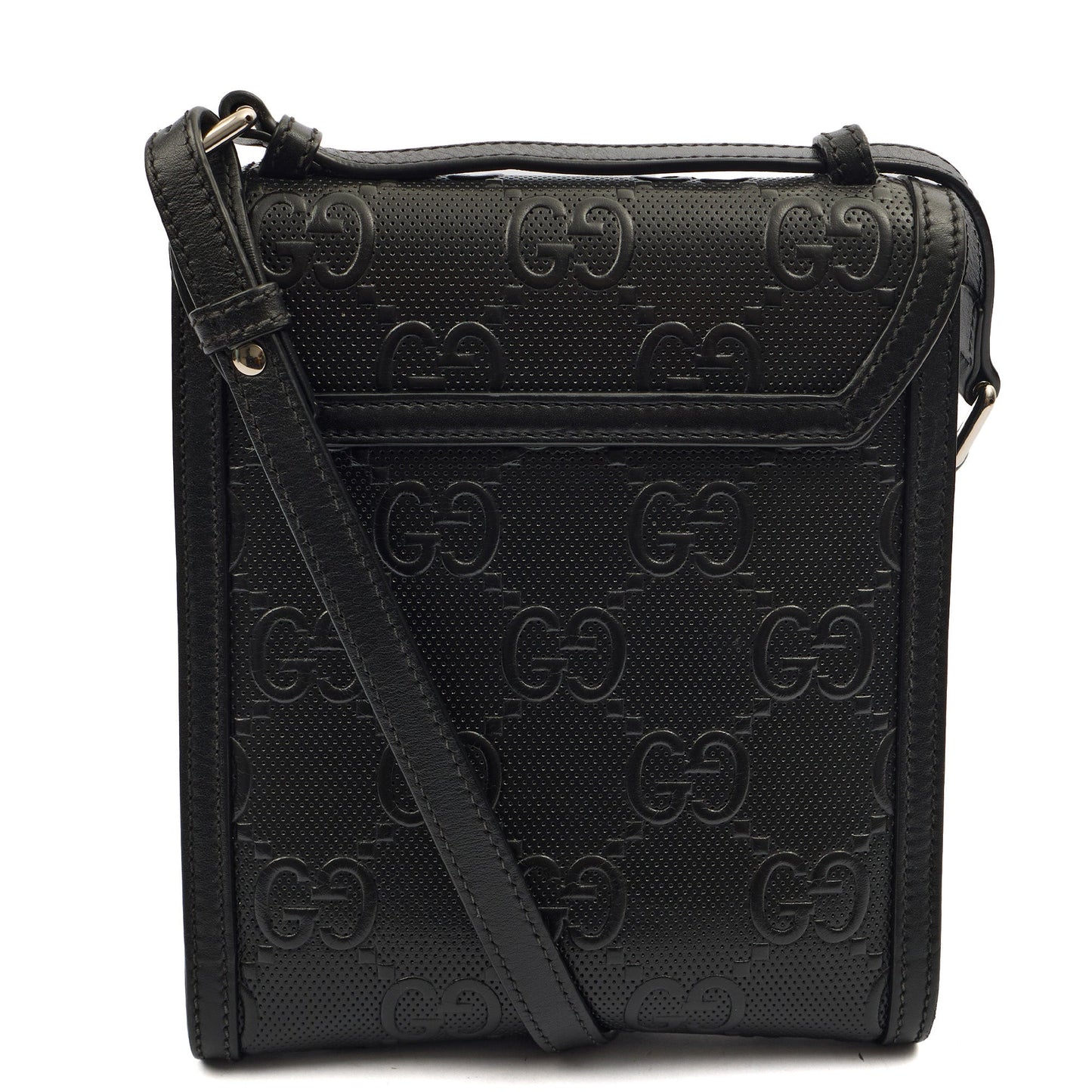 Gucci Cross Body Messenger in Black, Leather — Back View