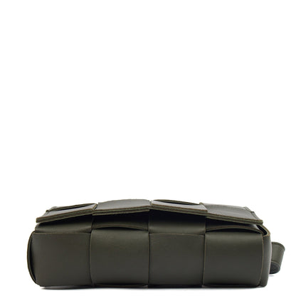 Bottega Veneta Cross Body Cassette Belt Bag in Green, Intrecciato Nappa — Detail View