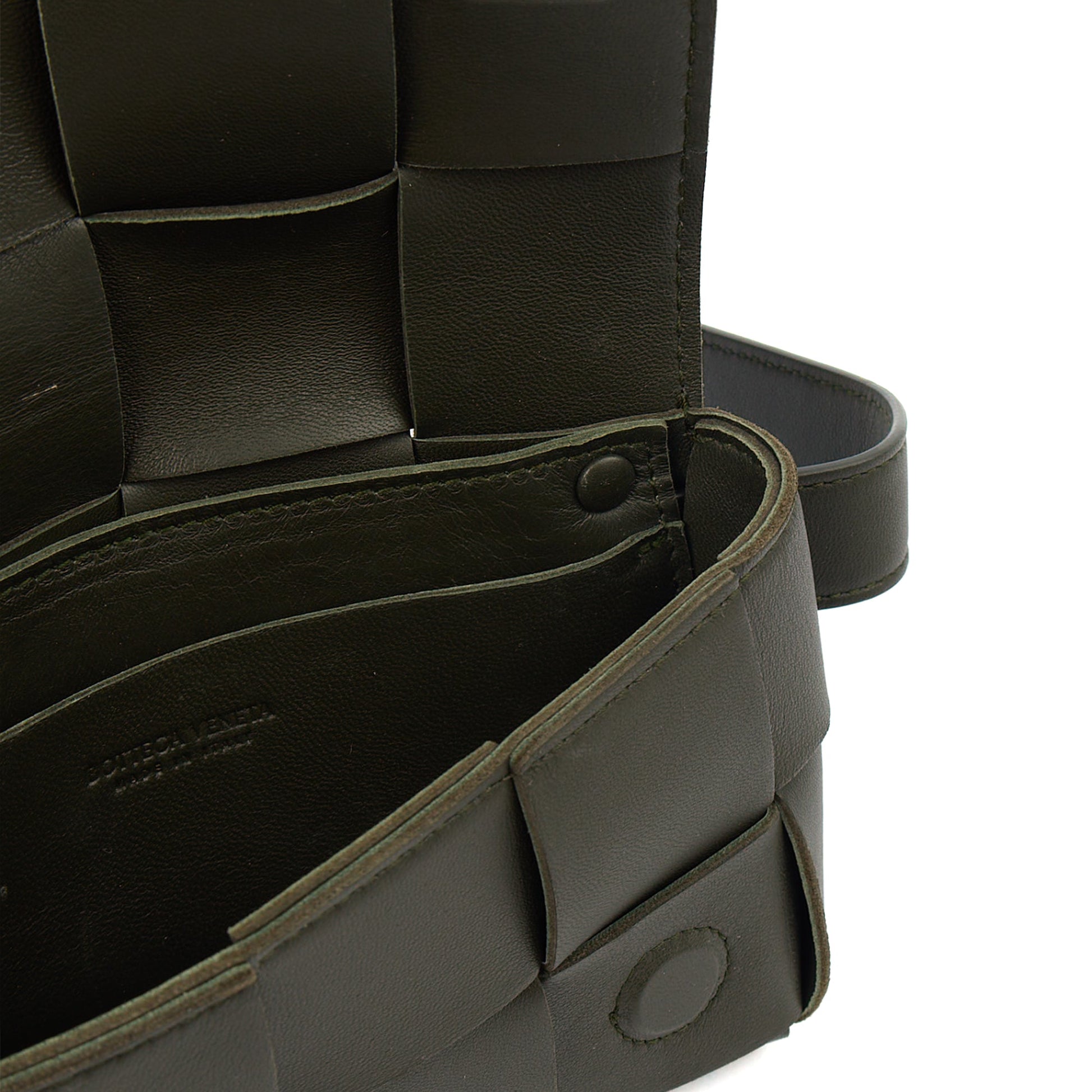Bottega Veneta Cross Body Cassette Belt Bag in Green, Intrecciato Nappa — Alternate View 12