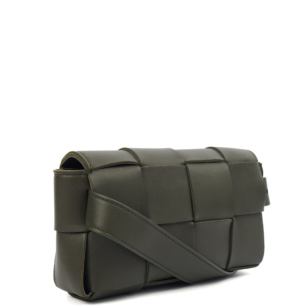 Bottega Veneta Cross Body Cassette Belt Bag in Green, Intrecciato Nappa — Alternate View 9
