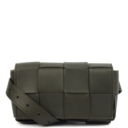 Bottega Veneta Cross Body Cassette Belt Bag in Green, Intrecciato Nappa — Alternate View 7