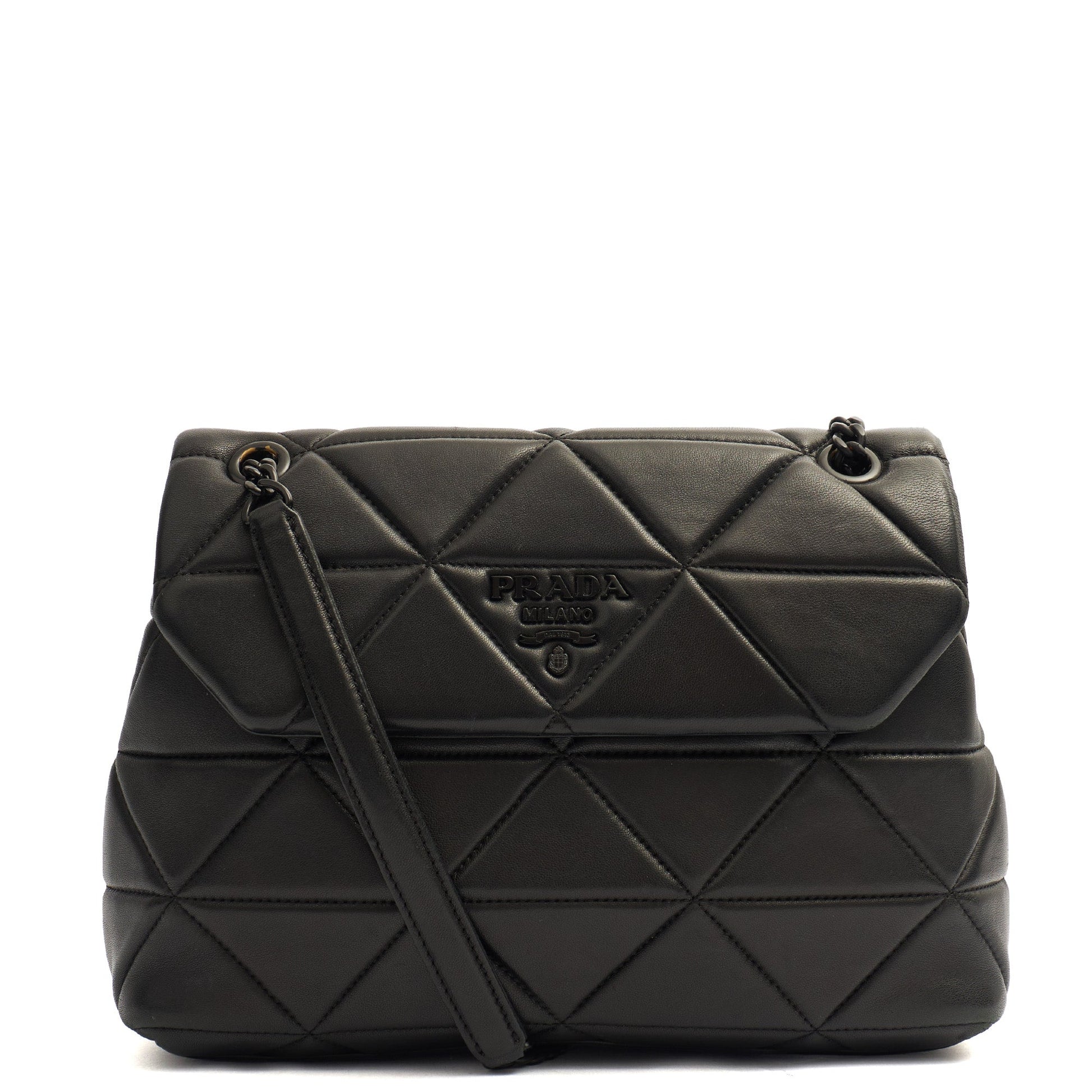 Prada Shoulder Bag Spectrum Zip Shoulder Bag in Black, Calfskin — Front View