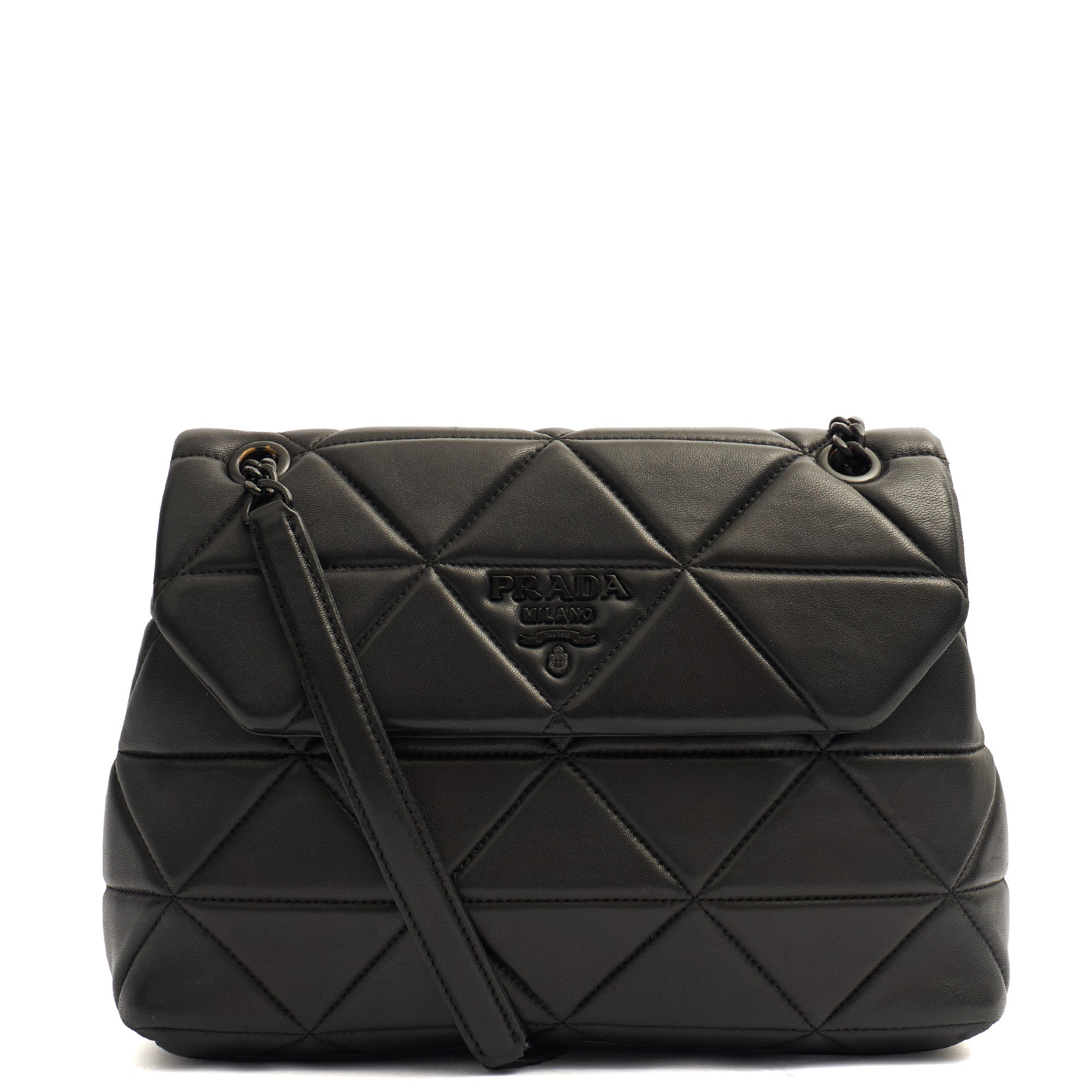 Prada Shoulder Bag Spectrum Zip Shoulder Bag in Black, Calfskin — Front View
