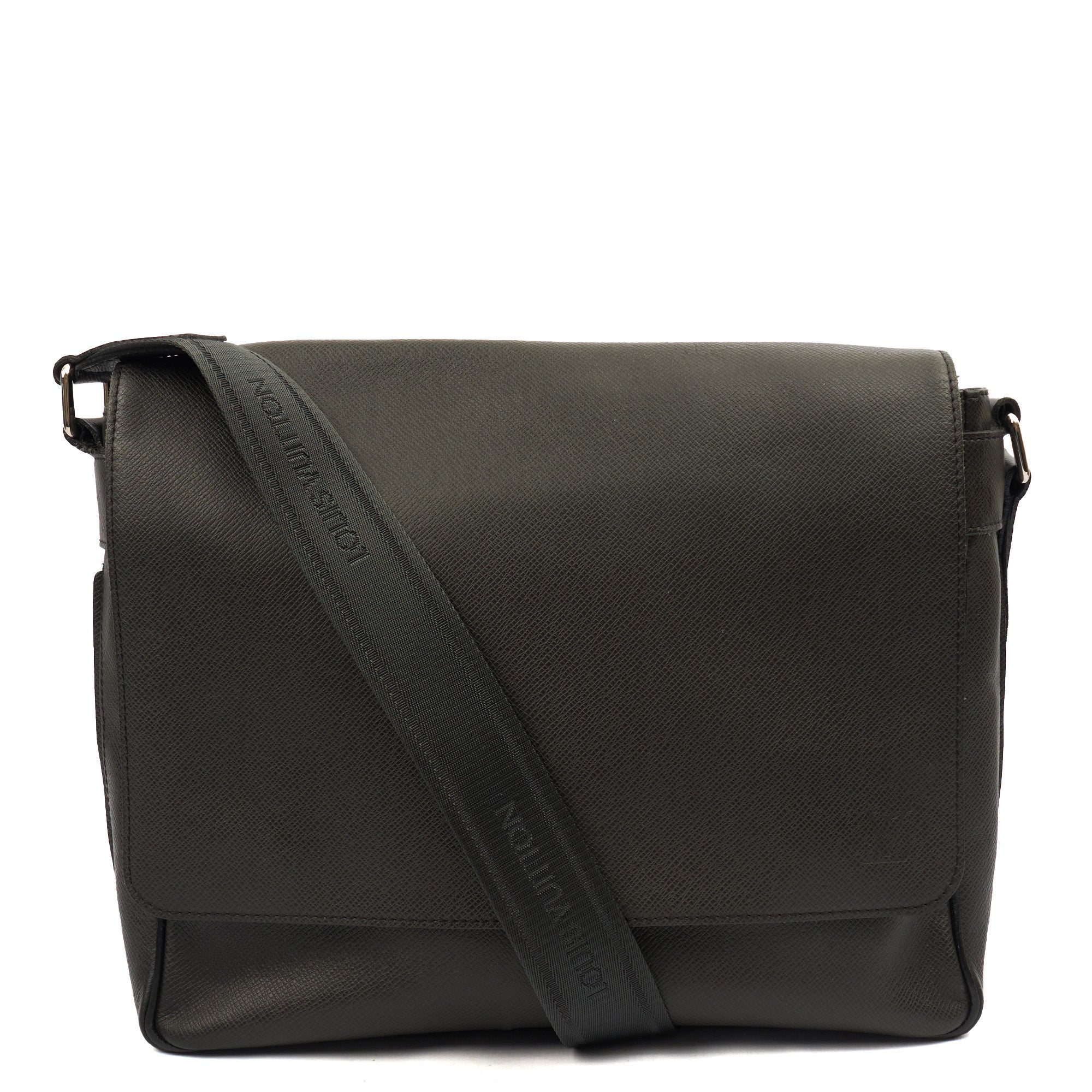 Louis Vuitton Cross Body District PM Messenger in Black, Calfskin Leather — Front View