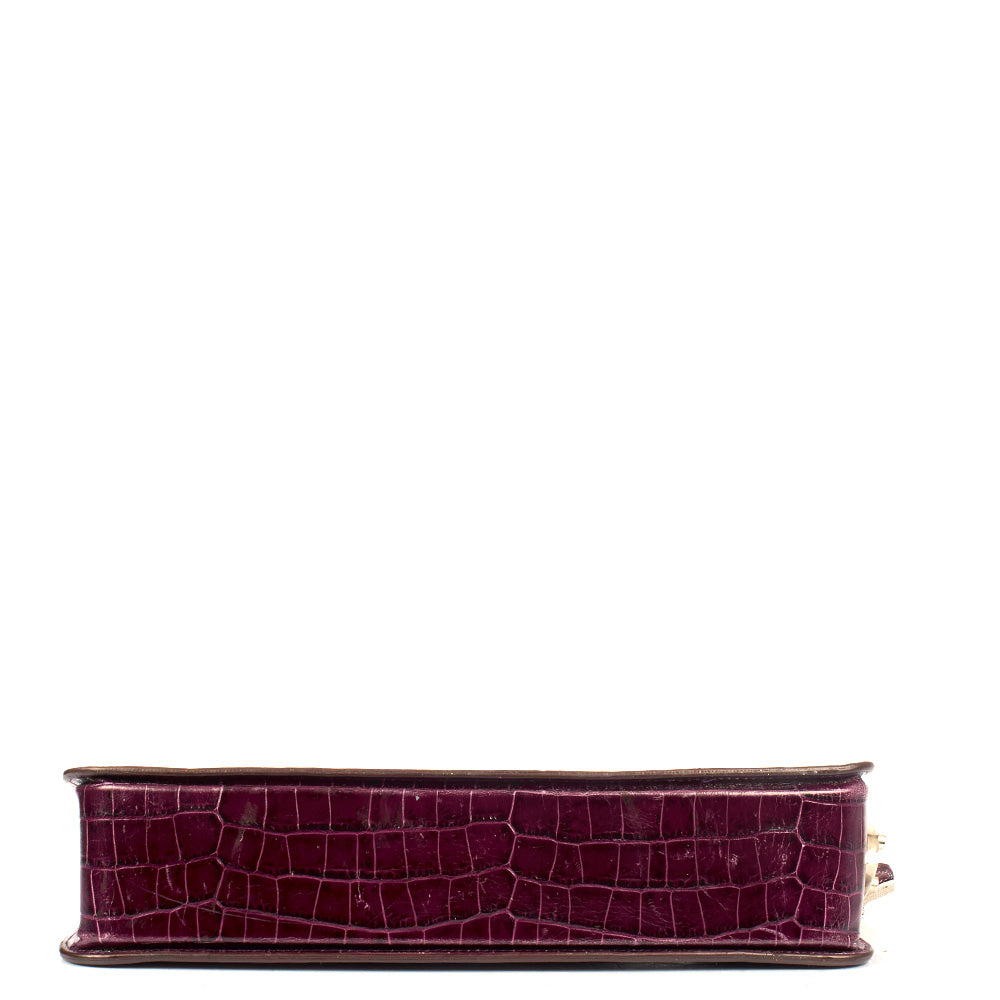 Aspinal of London Tote Tote in Purple, Exotic Effect Leather — Top View