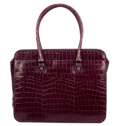 Aspinal of London Tote Tote in Purple, Exotic Effect Leather — Back View