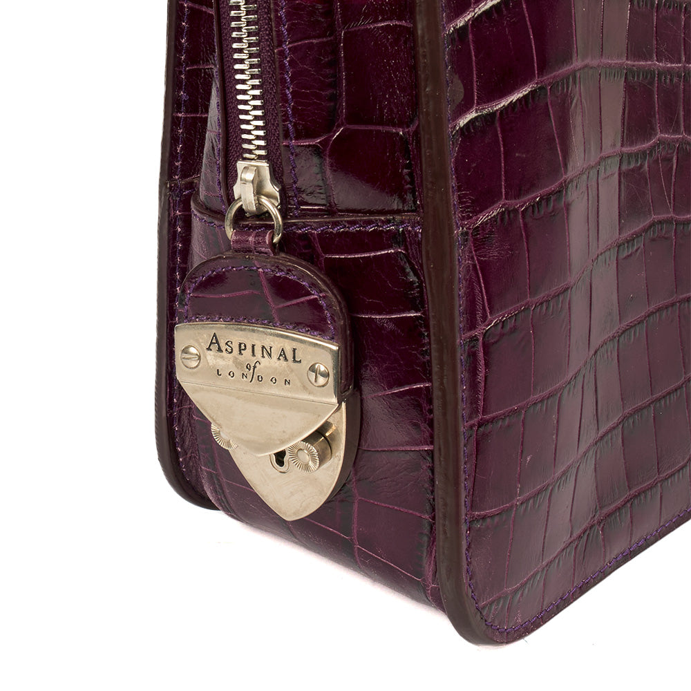 Aspinal of London Tote Tote in Purple, Exotic Effect Leather — Lifestyle View