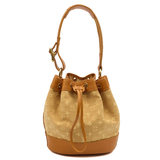 Louis Vuitton Bucket Bag Mini Lin Noe in Mini Lin Beige, Canvas — Front View