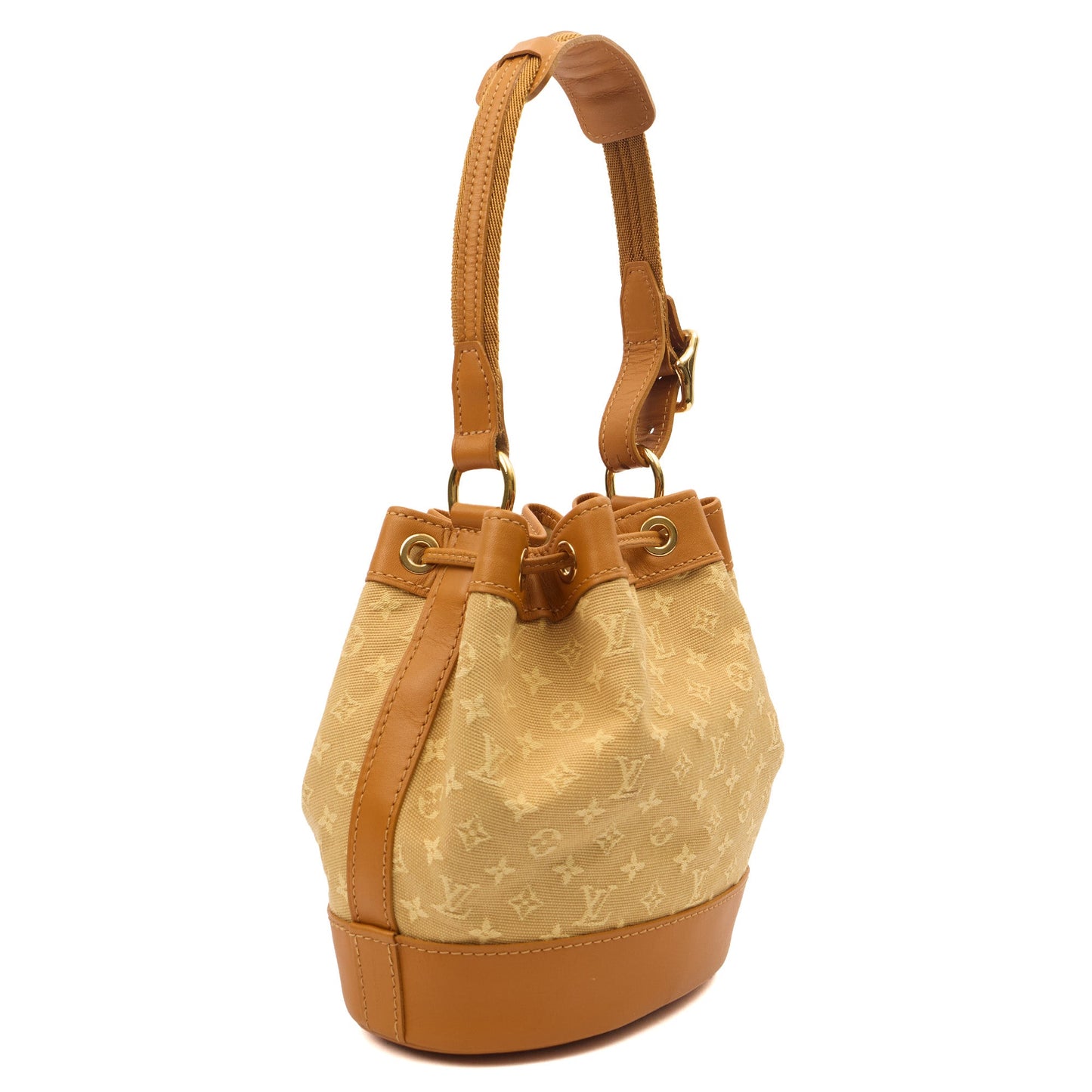 Louis Vuitton Bucket Bag Mini Lin Noe in Mini Lin Beige, Canvas — Back View