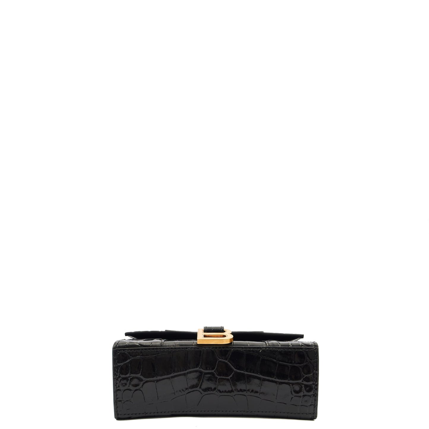 Balenciaga Mini Bag Hourglass XS in Black, Exotic Effect Leather — Top View