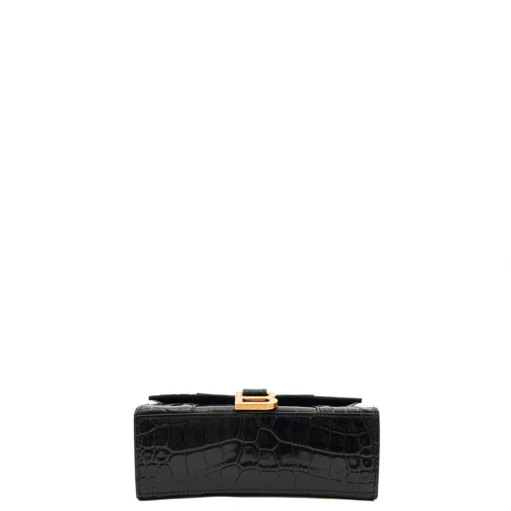 Balenciaga Mini Bag Hourglass XS in Black, Exotic Effect Leather — Alternate View 10